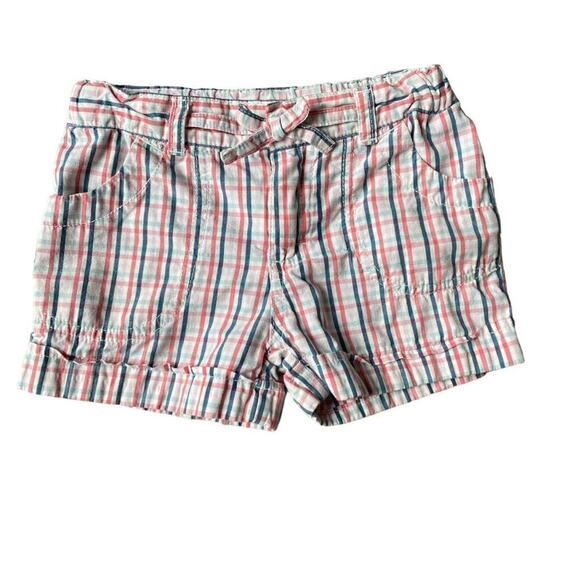 Girls 3T OshKosh Genuine Kids Pink Navy White Plaid Summer Shorts Adjustable - Picture 1 of 2